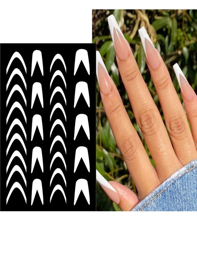 JERCLITY 6 Sheets Airbrush Stencils Nail Stickers for Nail Art Self-Adhesive Star Butterfly French Tip Heart Nail Decals Stencils Tool for Women Girls Nail Art Accessories - Image 5